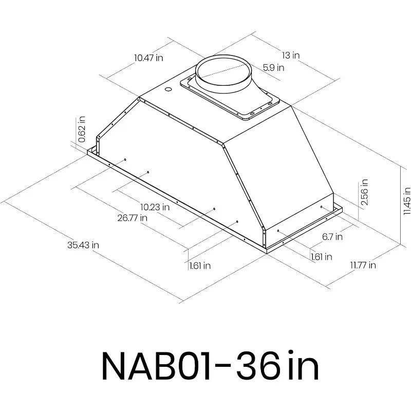 Вставка кухонной вытяжки, EKON NAB01-36IN Черный, 900 куб. футов в минуту, встроенные вытяжки, канальные/безовые, с 4-скоростной программной панелью управления