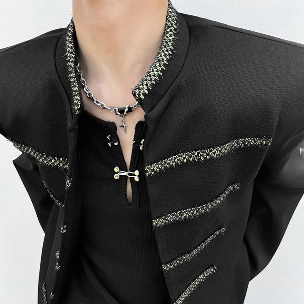 Mens Jacket Woven Casual Jacket Palace Style Fashion Streetwear Versatile Youth Campus Trend Long Sleeve Top Men'S Clothing 2024