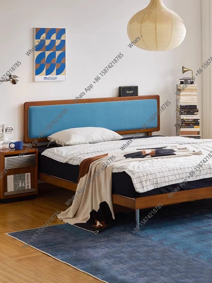 

N64 Jiuban soft bag bed modern simple master bedroom thin bedside second bedroom French small apartment bed soft bag bed