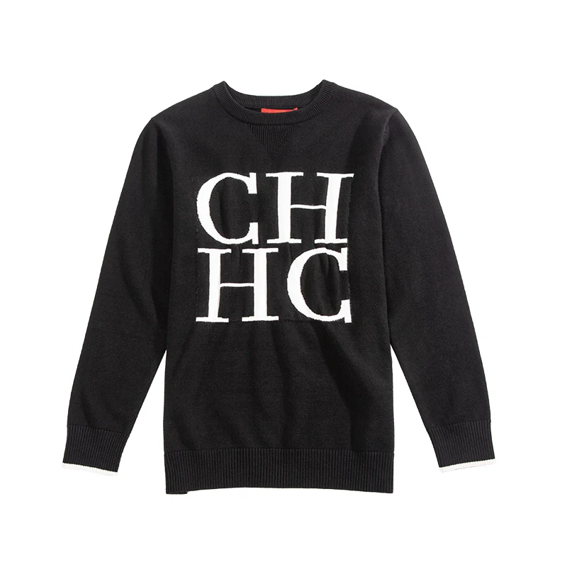 CH Versatile Women's Sweater Simple Solid Colour Design Women's Pullover Sweater Daily Casual Style Letter Print Design