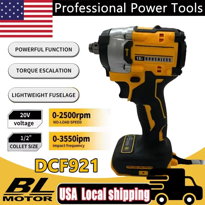 

Fit DeWALT DCF921 Impact Wrench For Tough Jobs 20V 610Nm Max Disassembly Torque Stepless Speed & User Friendly Control Panel