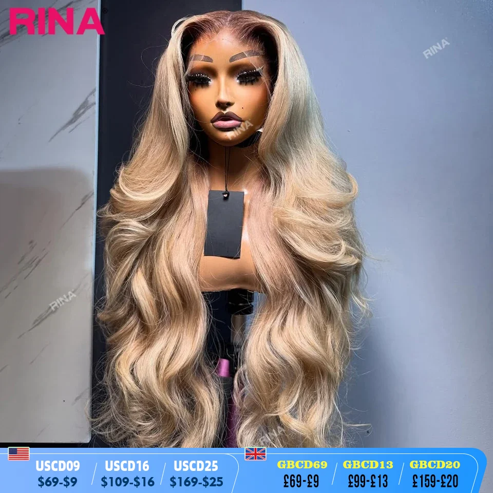Dark Root Blonde 13x6 13x4 Hd Lace Frontal Wig Human Hair Ombre Colored Ombre Blonde Human Hair Wigs Body Wave For Women 5x5