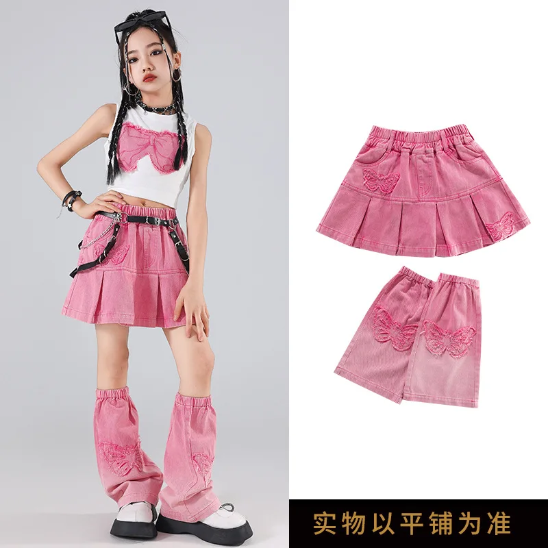 Jazz Dance Kostüm Mädchen Street Dance Performance Set Rosa Hip Hop Dance Show Outfits Kinder Kpop Catwalk Show Set