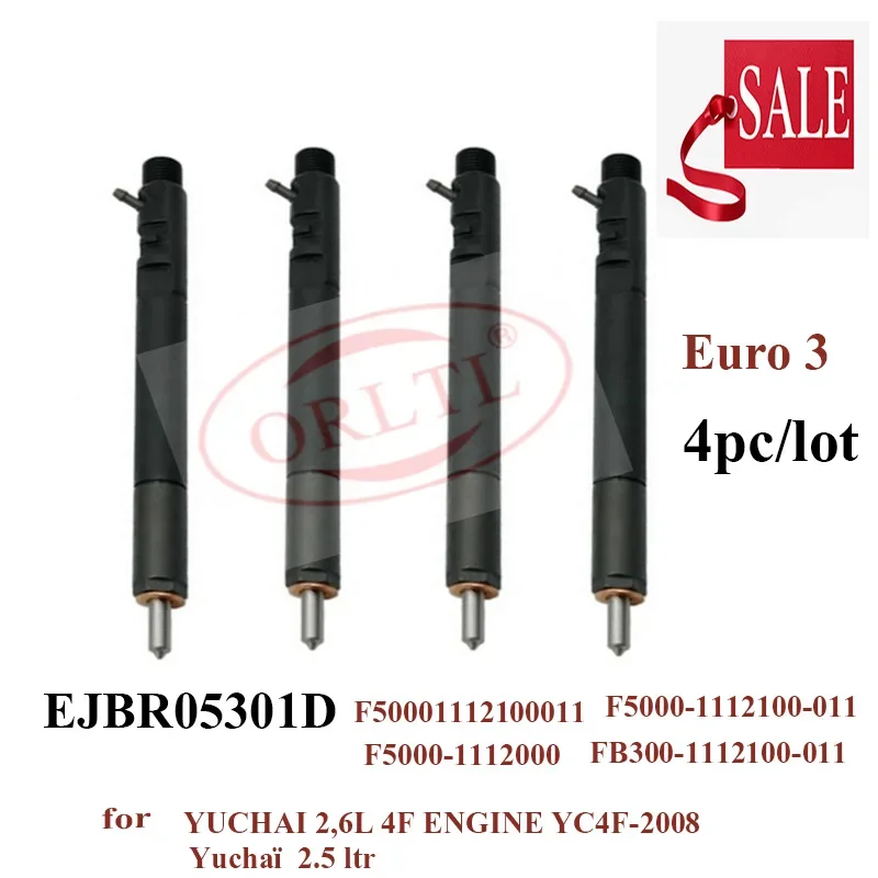 

4PC EJBR05301D Fuel Injector Nozzle R5301D Common Rail Diesel Fuel Injector NOZZLE L274PBC VALEV 9308-621C FOR Yuchaï 2.5