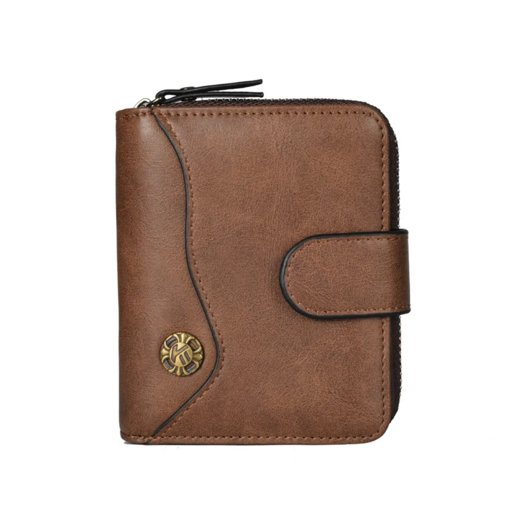 

Luxury Brand Vintage Leather Wallet Multi-card Pocket Tower Buckle Short Men's Wallet Car Logo Clutch Design Coin Purse