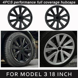 4PCS HubCap for Tesla Model 3 18 Inch Car Replacement Wheel Cap Automobile Hub cap Full Rim Cover Accessories Wheel Cover 2023