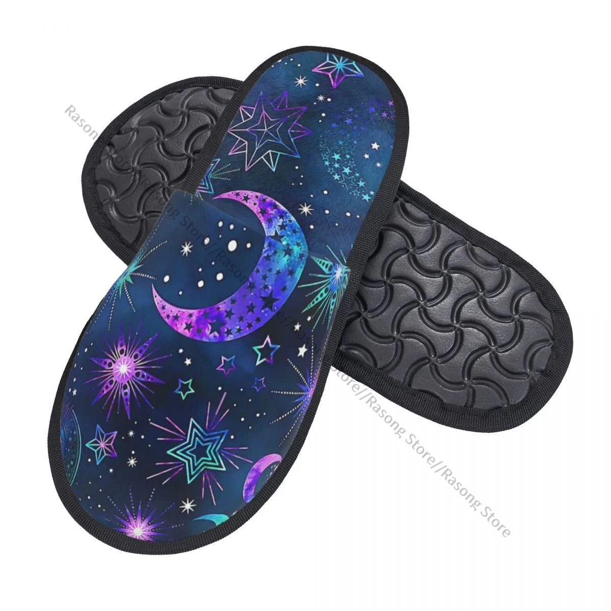 Fur Slipper For Women Men Fashion Fluffy Winter Warm Slippers Galaxy Moon Starry Star House Shoes