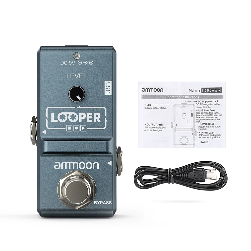 ammoon AP-09  Nano Loop Electric Guitar Effect Pedal Looper True Bypass Unlimited Overdubs 10 Minutes Recording with USB Cable