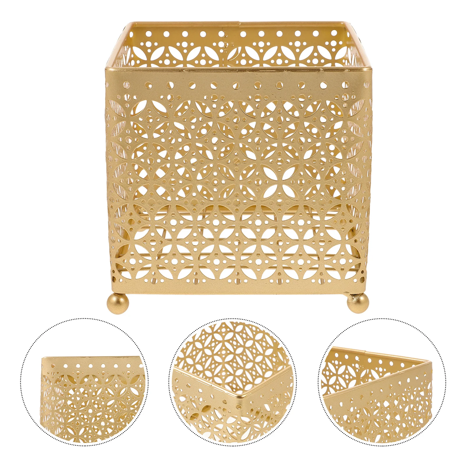 

Gold Metal Storage Basket for Makeup Organizing Modern Style Desktop Organizer Holder Multi-Function Cosmetics Basket Home