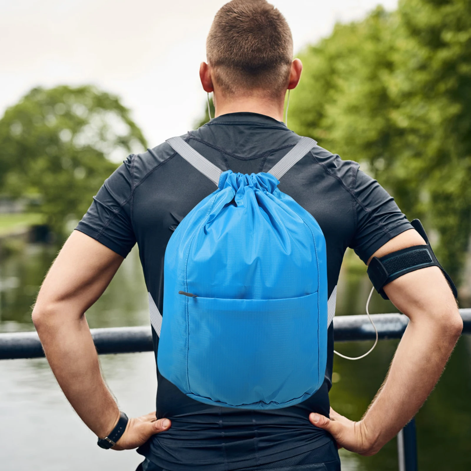 

Drawstring Gym Backpack Oxford Cloth Large Capacity Storage Bag For Sports Travel Home Use Multi-Function Shoulder Pouch String