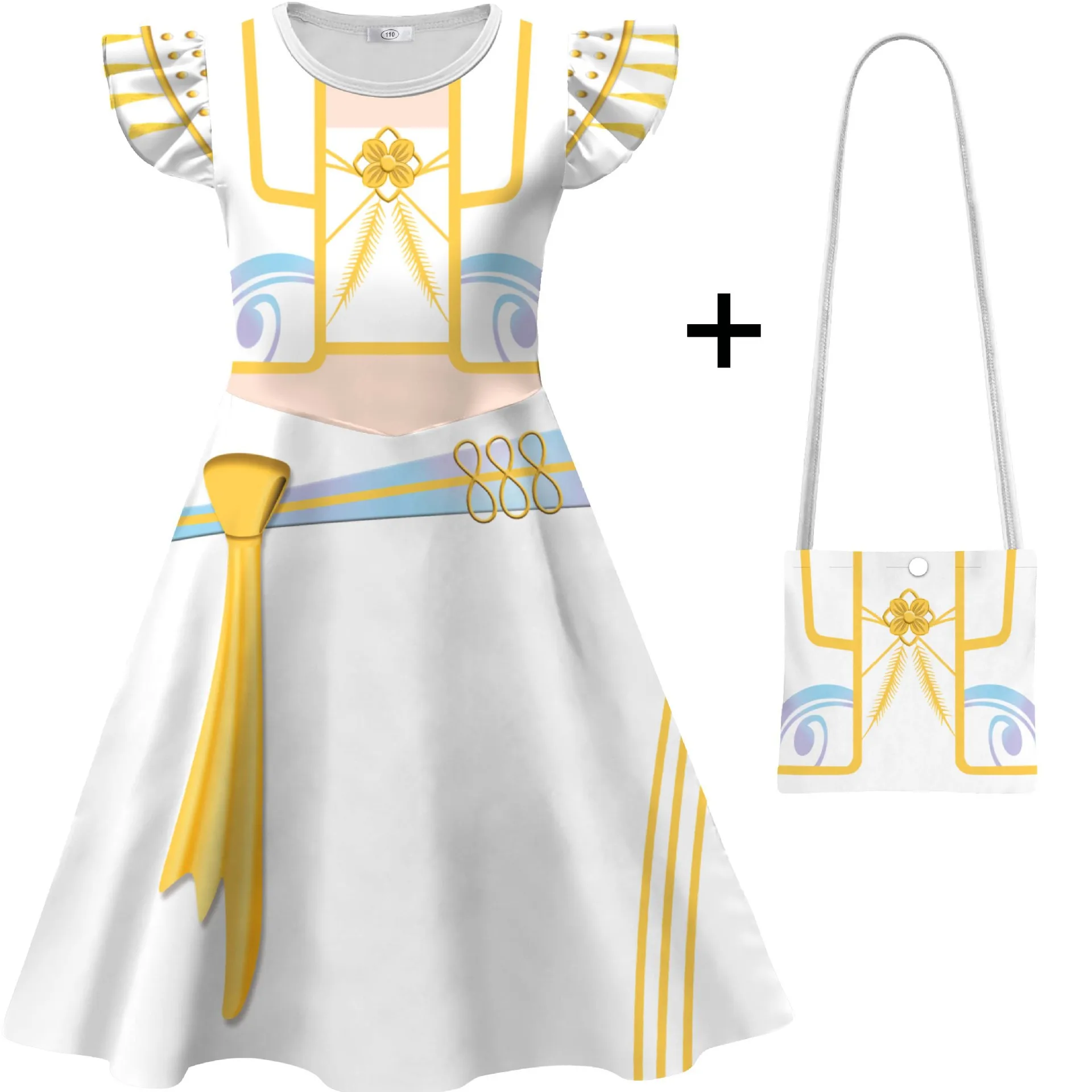 Kpop デーモンハンターズ夏の女の子ドレスバッグ 2 個ハロウィンコスプレ衣装誕生日ギフトフラッタースリーブパーティープリンセスドレス
