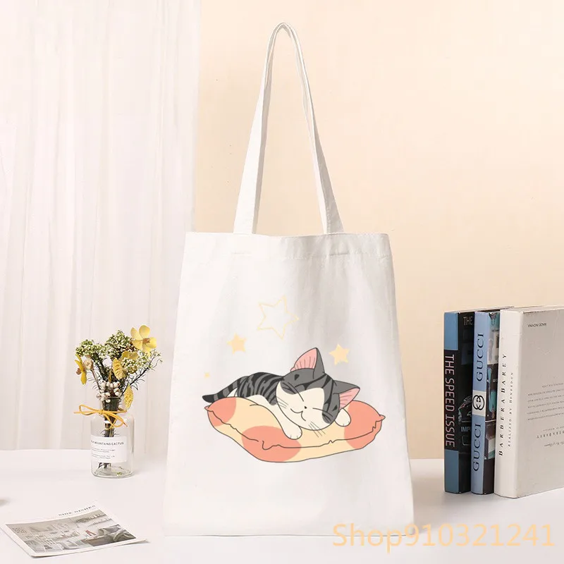 

Kawaii women Handbags Print sweet home Fashion Canvas Bags Cute Shopper Bag cartoon Cats Bags Shopping Tote Bag Shoulder Bags