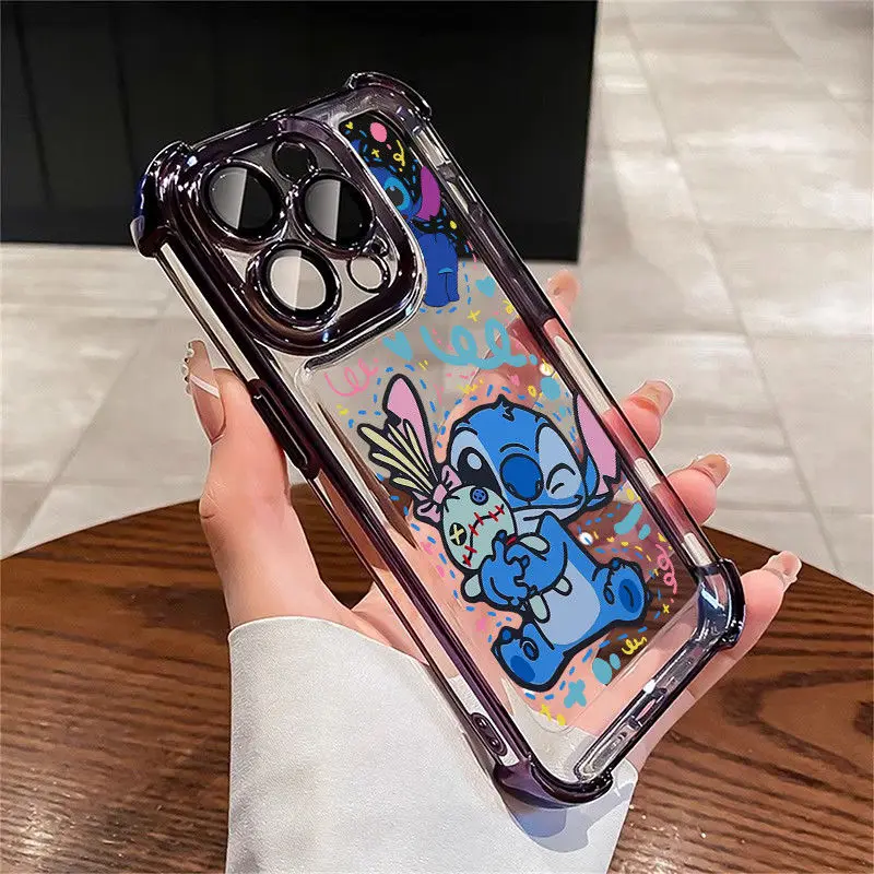 Animasi Disney Lilo & Stitch Lucu Transparan Berlaku Iphone 16 15 14 13 12 11 Pro Max Casing Ponsel Anti Jatuh, Hadiah Ulang Tahun