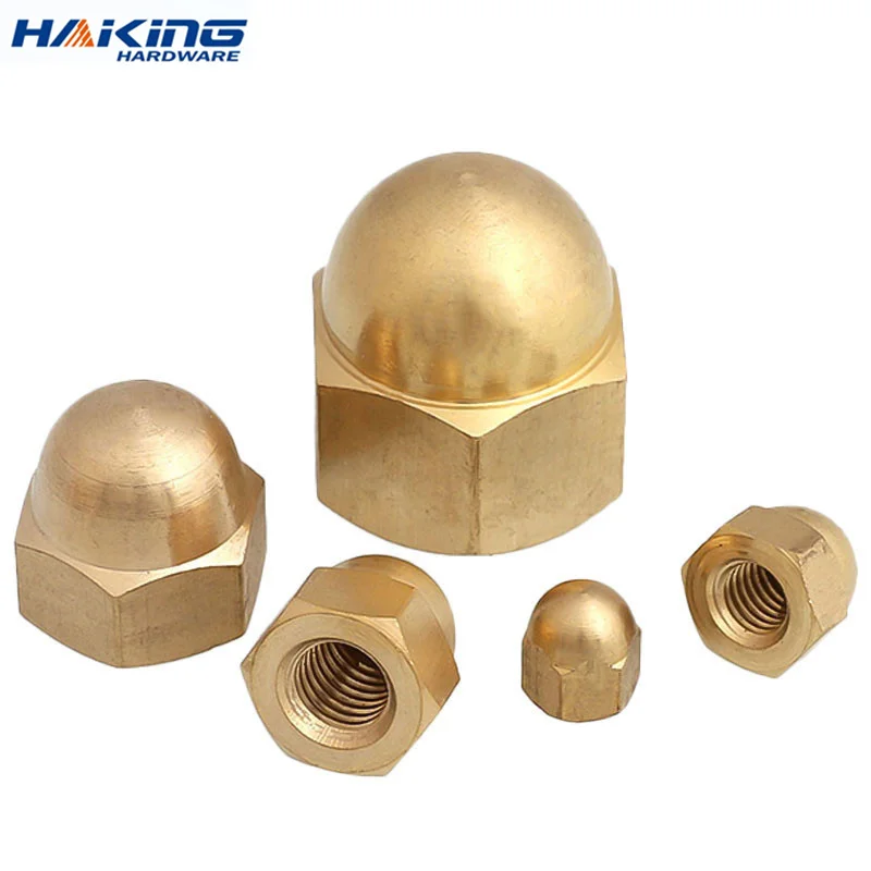 5/10/50pcs M3 M4 M5 M6 M8 M10 M12 M14 M16 Brass Cap Hex Nuts Decorative Dome Head Cover Semicircle Acorn Nut DIN1587