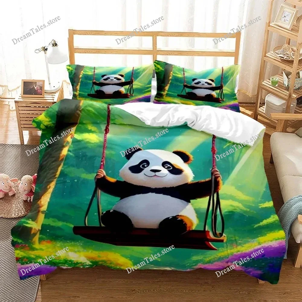 

Cute Panda Cartoon 3D Printed Bedding for Boys Queen Bedding Set Soft and Comfortable Customized King Size Bedding Set