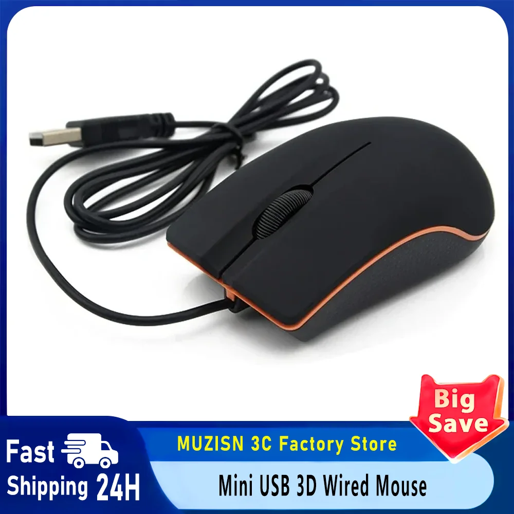 Mini USB 3D Wired Mouse Optical 1200 DPI Gaming Mice For Laptop Notebook PC Desktop Computer For Macbook Ultra Thin