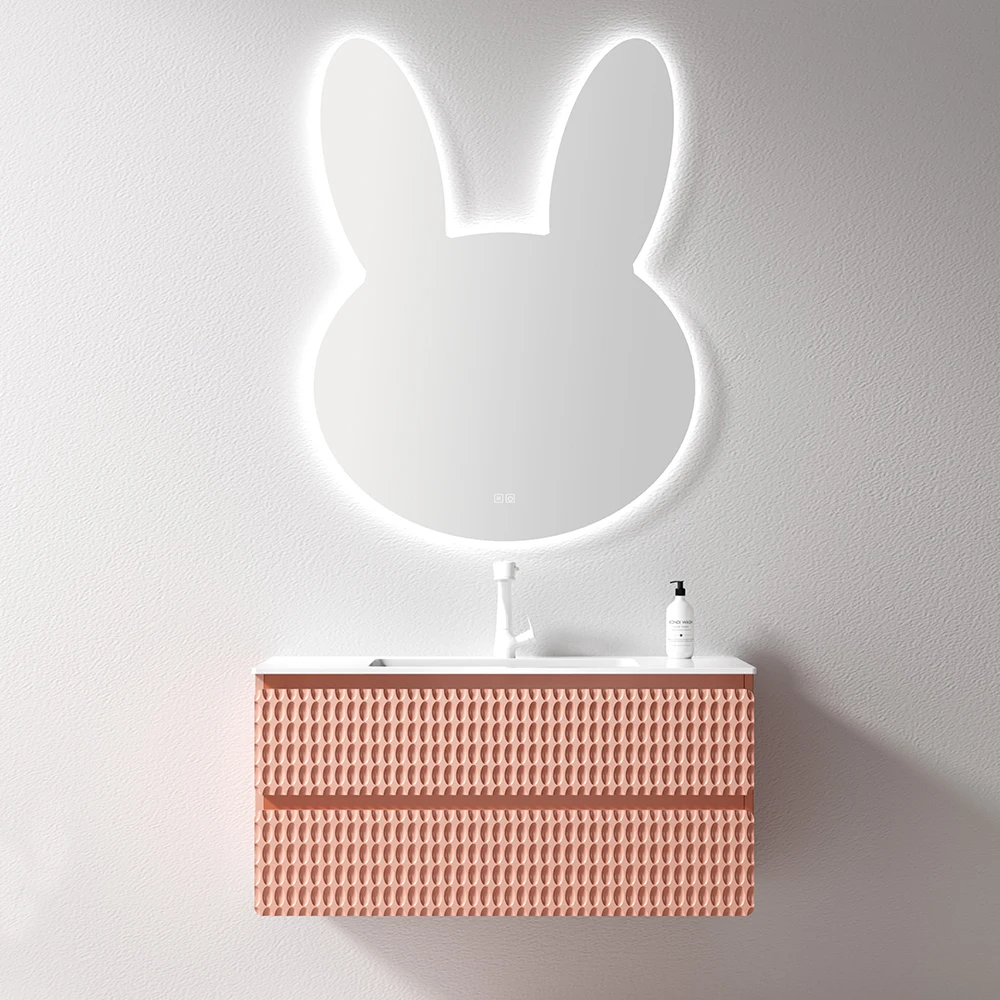 Modern solid wood bathroom cabinet, lacquered modern style vanity ceramic sink top and hotel mirror