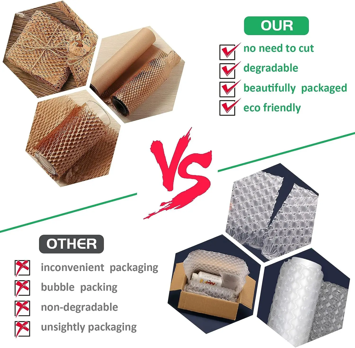 Honeycomb Paper for Packaging Gifts Moving Shipping  Recyclable  Honeycomb Cushioning Wrap Roll Supplies Bubble Paper Wrapp