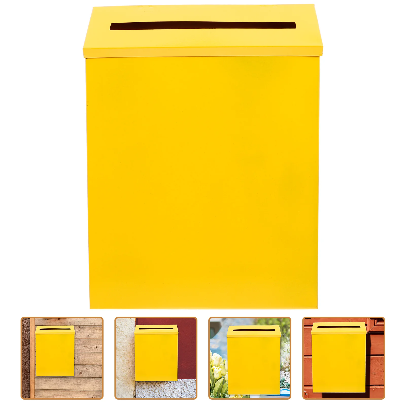 

Retro Iron Mailbox Yellow Simple Wall Mount Home Outdoor Decor Tin Letter Box Metal Post Suggestion Durability Sturdy