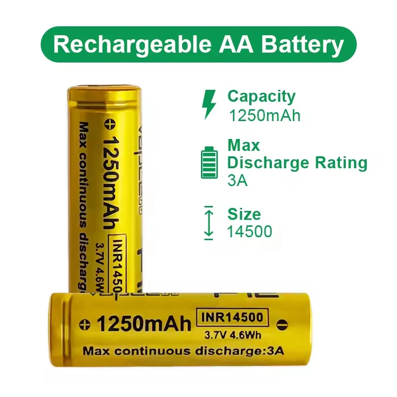 1-10PCS Original High Quality Vapcell 14500 F12 1250mah Rechargeable Lithium batteries INR14500 3A 3.7V 4.6Wh Battery for Toys