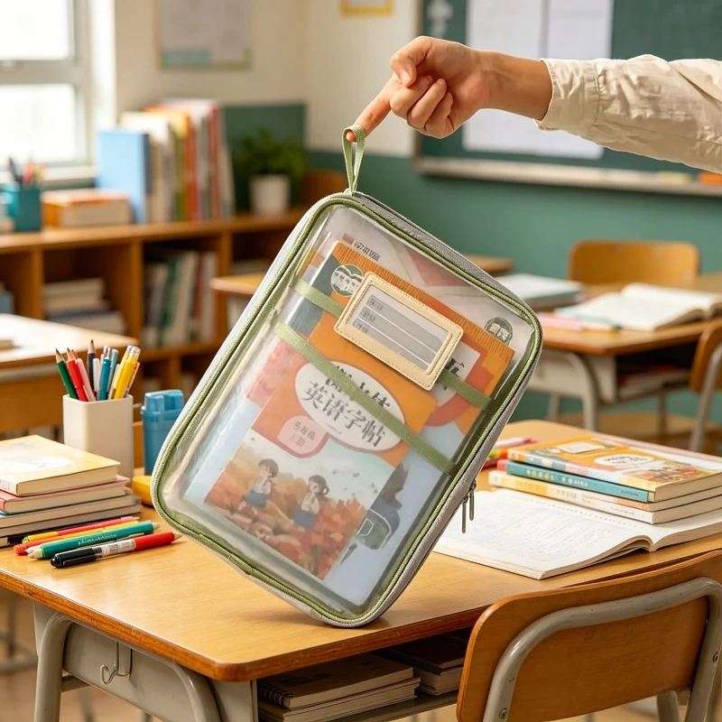 Carpeta de Archivo Transparente con Cierre, Tamaño A4, Bolsa de Almacenamiento de Papelería Reforzada para la Organización Escolar, de Oficina y de Viajes