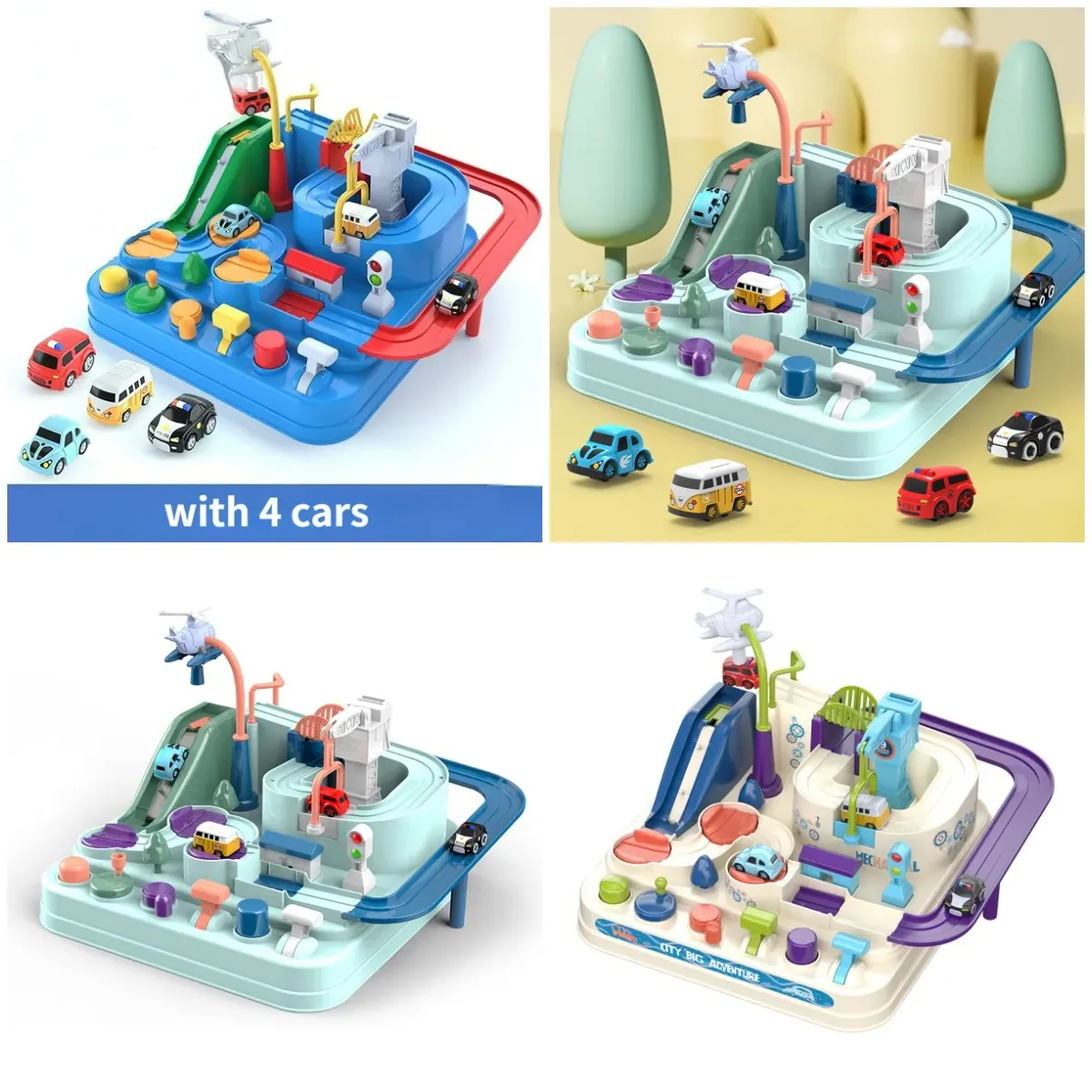 Kids Race Track Toy with 4 Mini Cars, Magnetic Puzzle Rail Car Set for Ages 3-7, Educational Preschool Gift