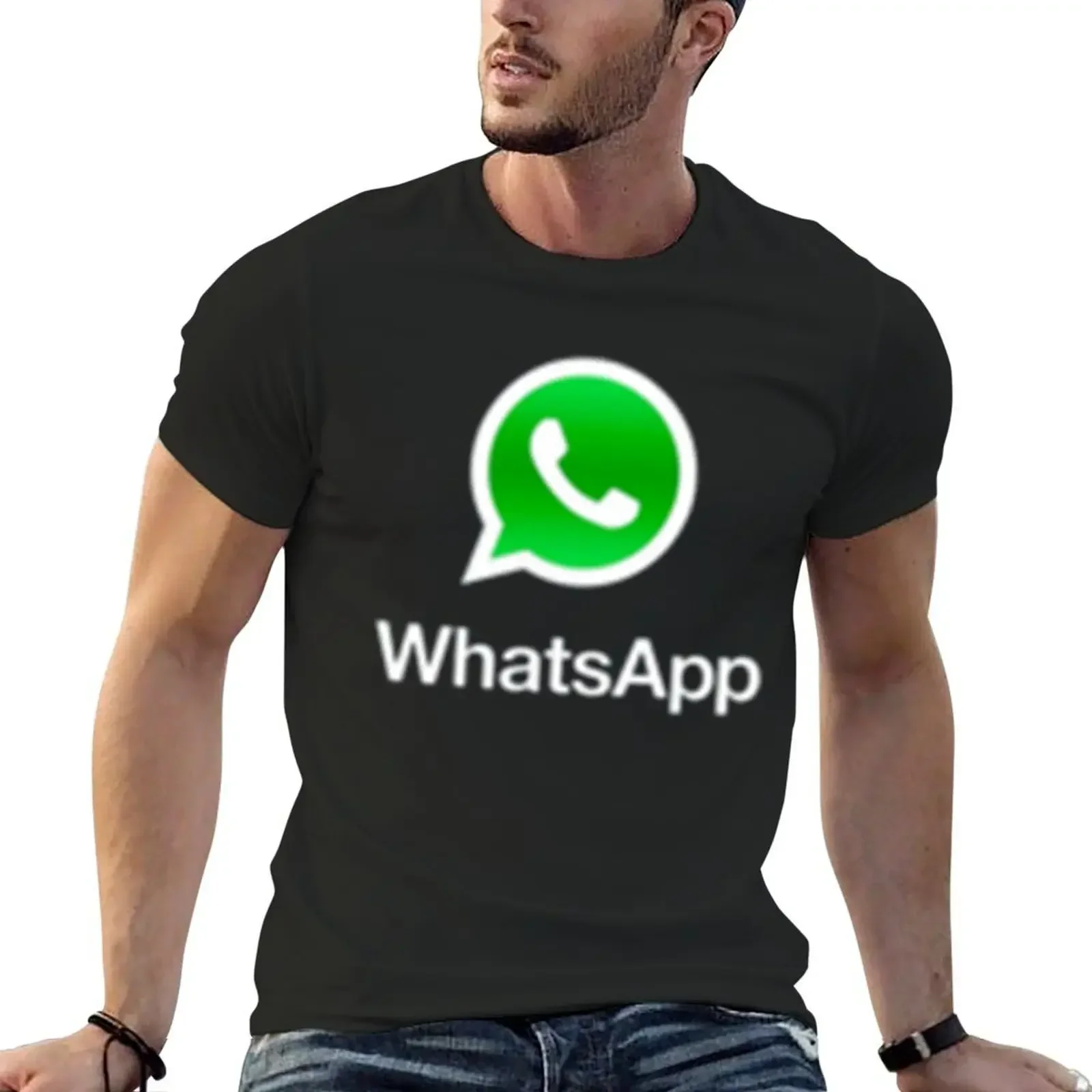 WhatsApp T-Shirt heavyweights cotton graphic tees street wear men t shirts