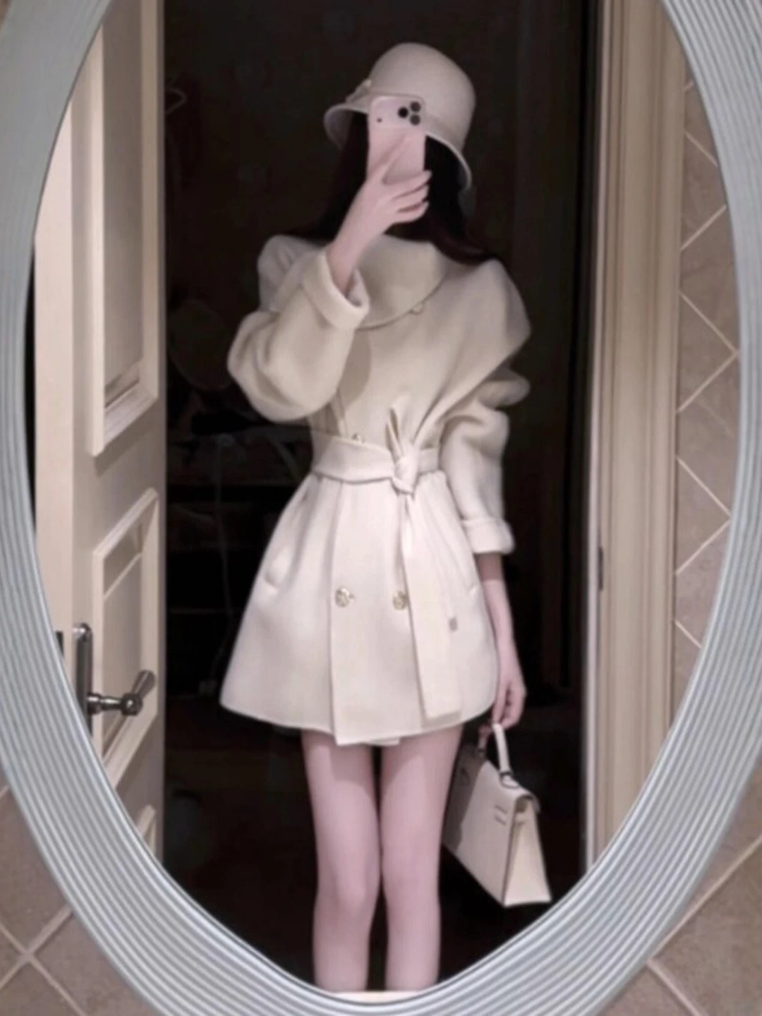 

Korean Gentle Sle Ultra-Attractive Belted Waist Coat Woolen Outerwear Faionable Personali Coat Winter Long Sve Women...