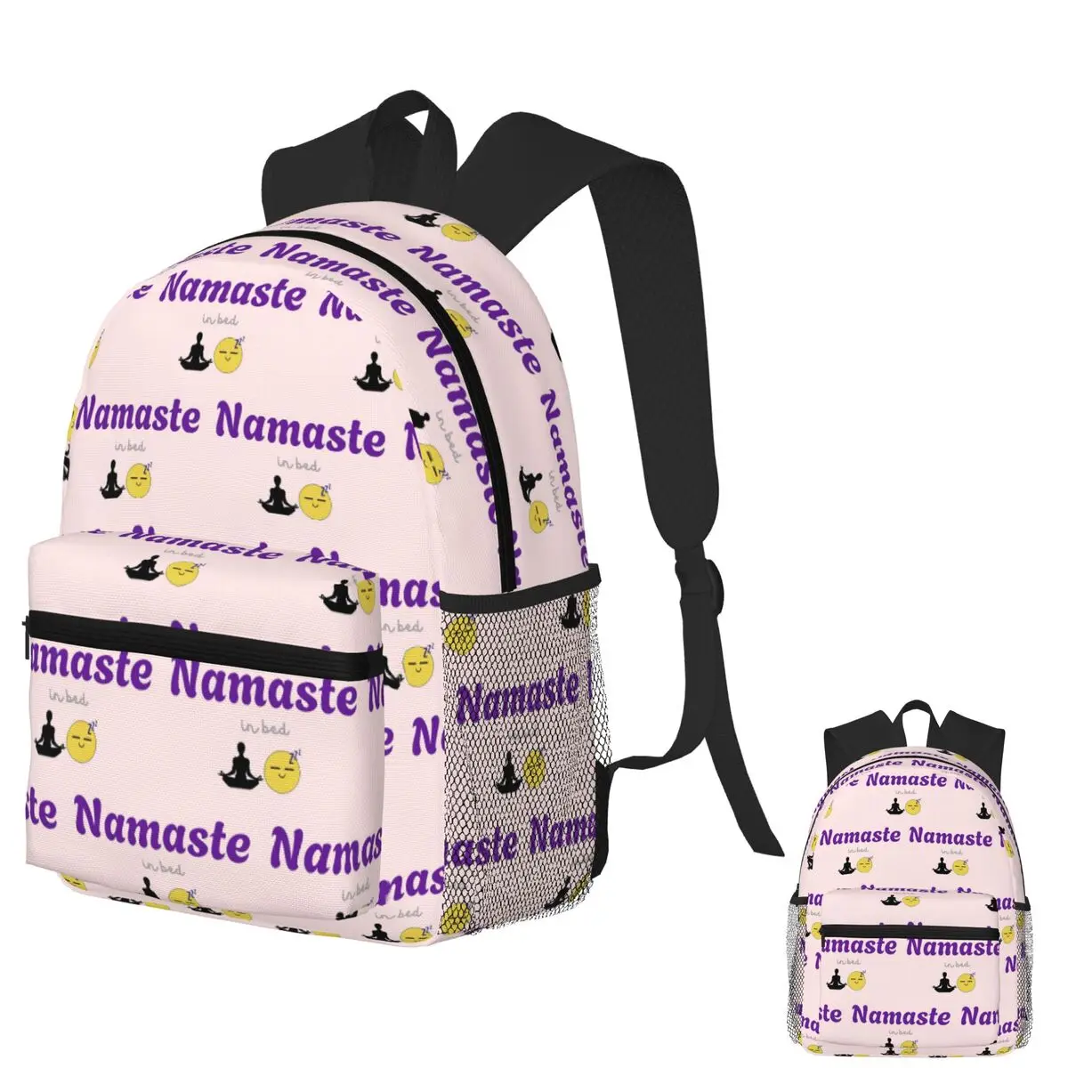 

Namaste In Bed Funny Yoga Lover Quote Design For Relaxation Backpack School Bag Hiking Travel Daypack Bookbag Shoulder Bags