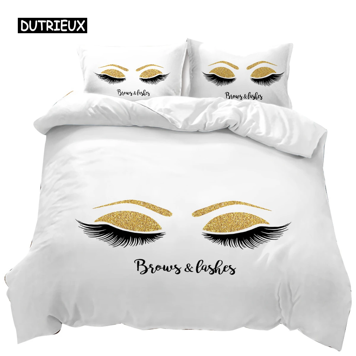 

Eyelash Duvet Cover Closed Eyes Glamor Makeup Cosmetics Beauty Feminine Design Twin Bedding Set Queen King Polyester Qulit Cover