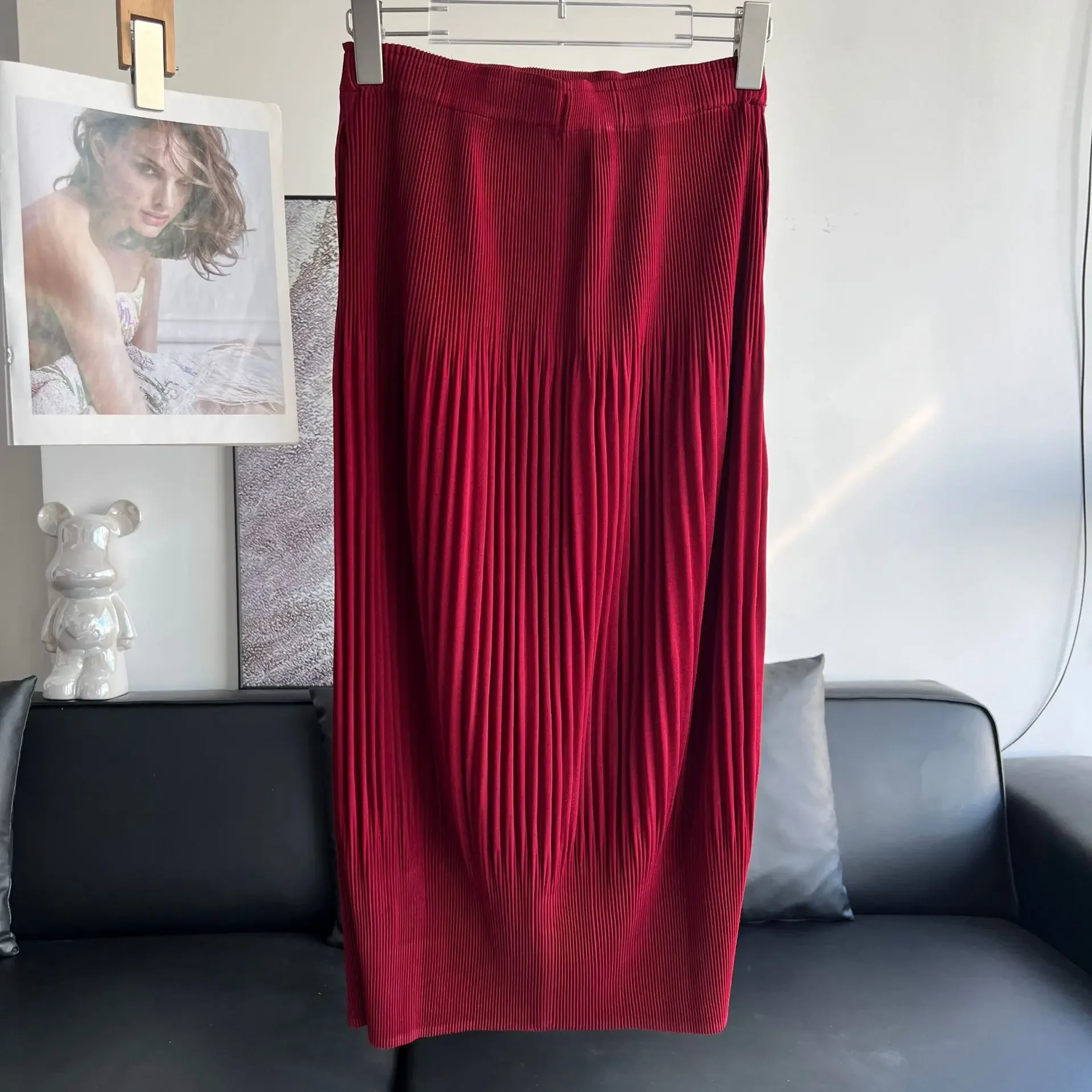 Pleats Pleated One-step Skirt Solid Elegant Commuter Bustier Female Thin High-waisted Pure Color Versatile Temperament Skirt