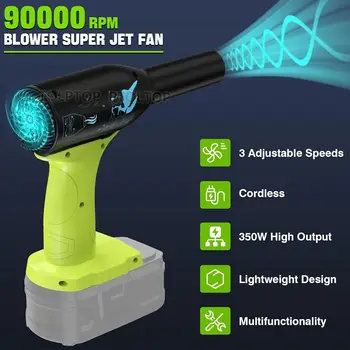 適用於 Ryobi 18V 電池、90000RPM 高速噴射吹風機、無線手持電動除塵風扇,可用於鍵盤、戶外、汽車清潔 10 最佳銷售 利比鼓風機 - №8