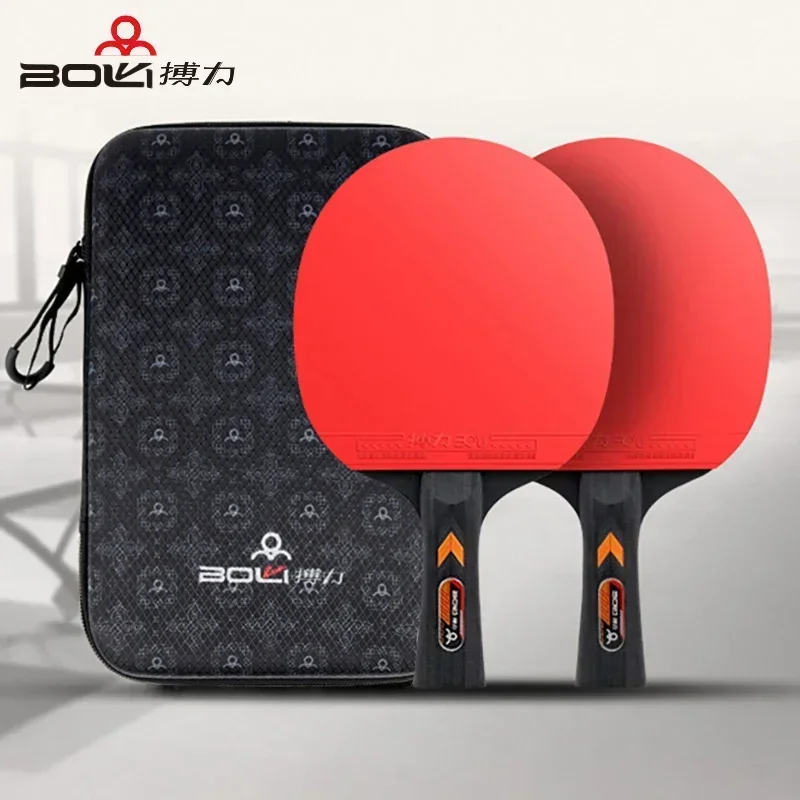 BOLI F01 F02 F03 Table Tennis Double Rackets Set No-tacky Rubber Double Ping Pong Racket With Hard Waterproof Bag For Beginner