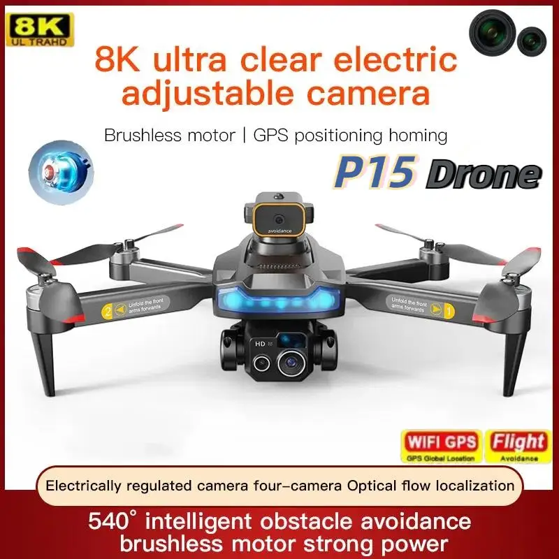 To P15 PRO Drone 4K HD Professional Obstacle Avoidance Optical Flow Dual Camera Aerial Photography Dual-Camera Fold Gift New