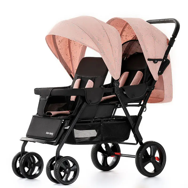 Twin Stroller is a portable double stroller for sitting or lying down for two children