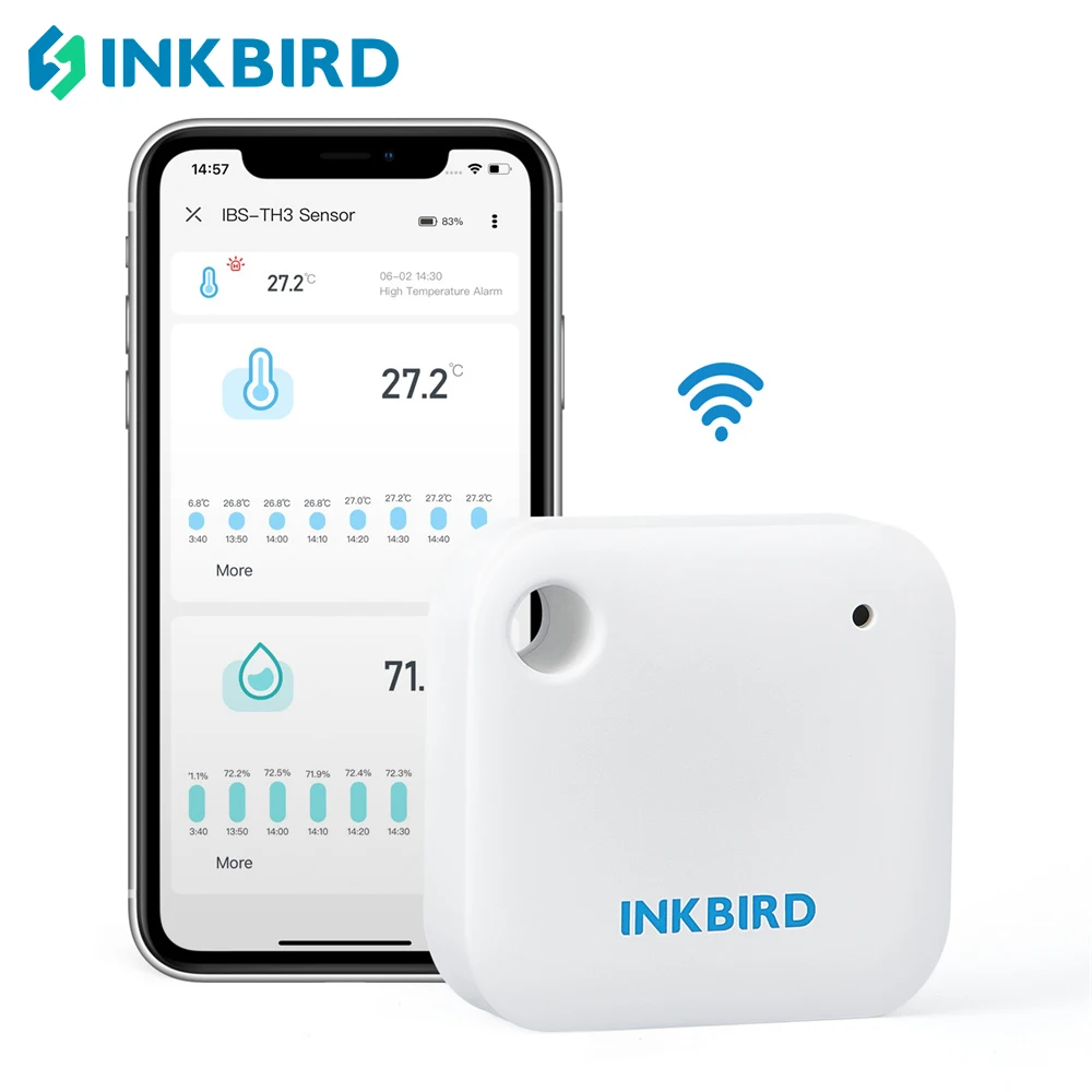 INKBIRD IBS-TH3 WiFi czujnik temperatury i wilgotności inteligentne życie podświetlenie higrometr czujnik termometru z alarmami asystent domowy