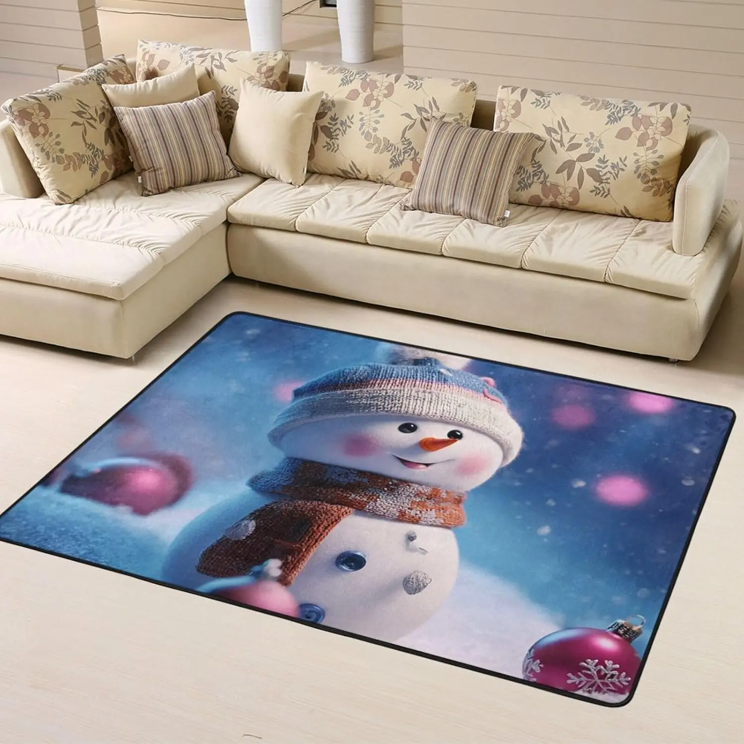 

Christmas Snowman Rugs for Living Room Ultra Soft Doormat Large Carpet Rug Low Pile Floor Carpet Washable Rugs Bedroom Dining