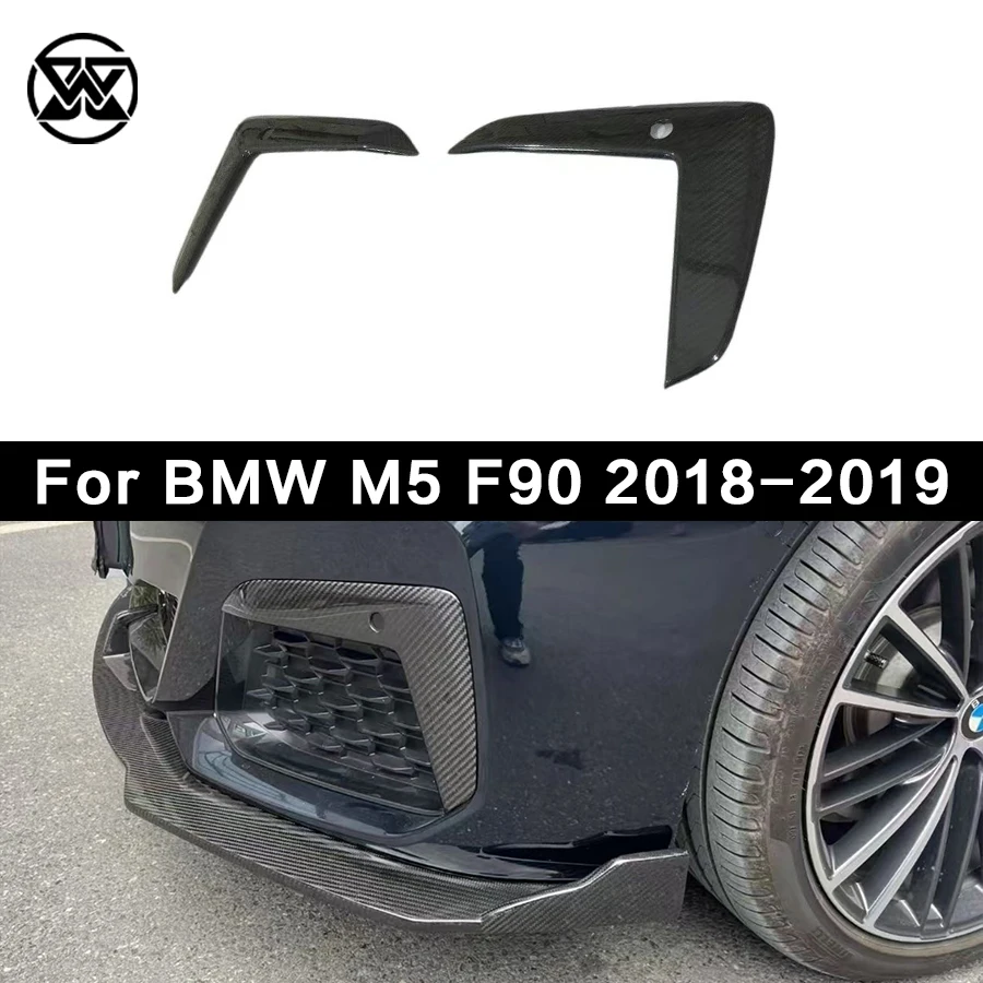 

Car Flaps Apron Trim Canards Splitters For BMW M5 F90 Carbon Fiber Front Bumper Air Vent Side Fins Winglet Body Kit