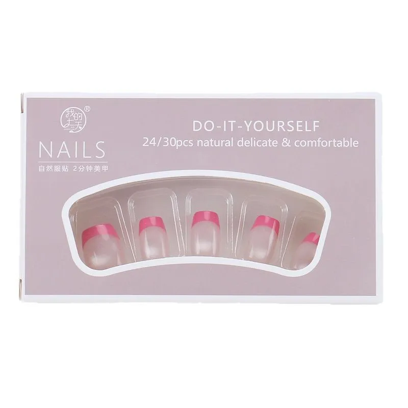 

Кошачий глаз носит ногти, продвинутый смысл, французский розовый красный край, маникюр ручной работы, летние накладные ногти