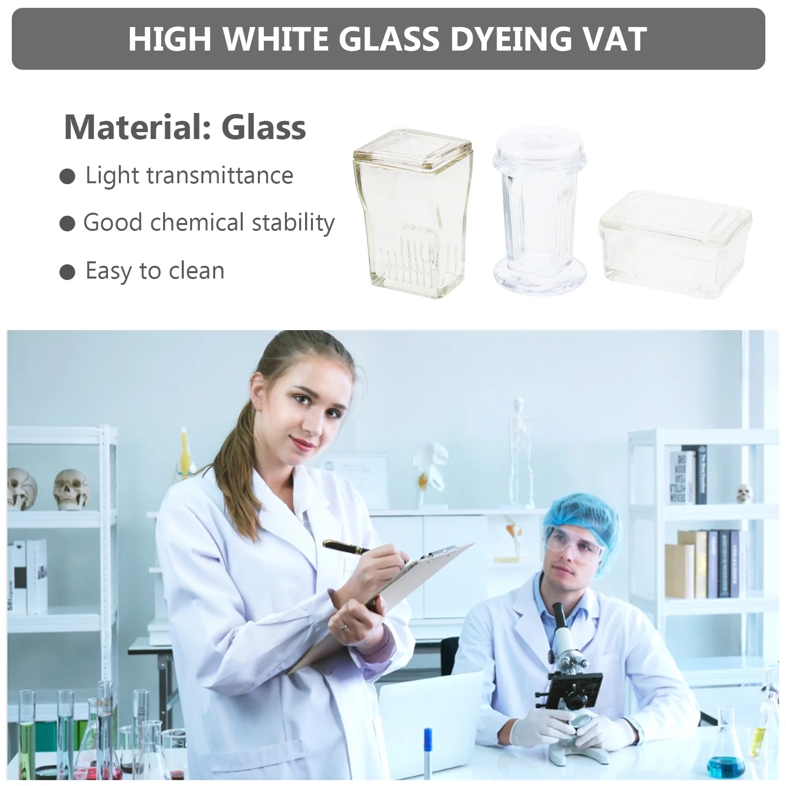 

3Sets Laboratory Glass Staining Jar High Light Transmittance Transparent Staining Tank Slide Immersion Tool for Lab Research