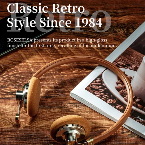Imagen 2 del producto ROSESELSA Distant Mountain Retro Over Ear Auriculares HiFi OOTD Vintage Metal Auriculares con cable con enchufe MMCX de 3,5 mm
