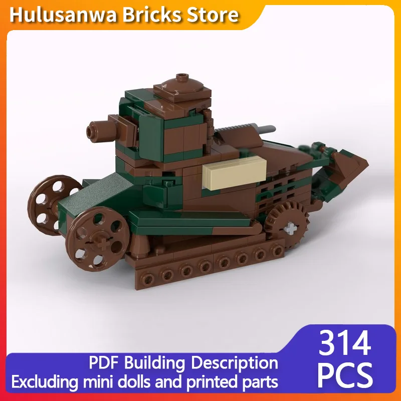 

FT WW1 Military Light Tanks Model MOC Building Bricks War Equipment Modular Technology Gifts Holiday Assemble Children Toys Suit