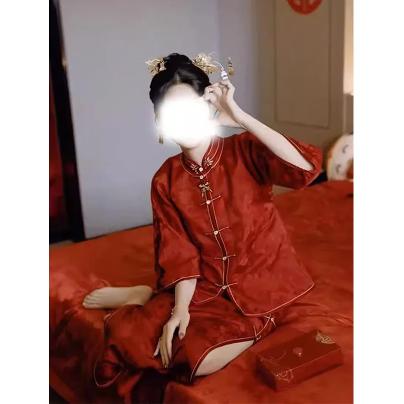 

Red Wedding Dr New Chinese Sle Set for Bride Morning Robe Wedding Day Formal Wear Autumn Collection 2025