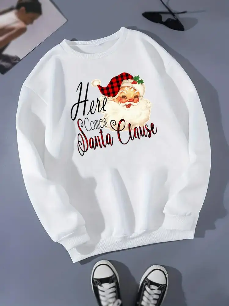 

Lovely Santa Claus Sweet 90s Fashion Christmas Clothing O-neck Fashion Casual Graphic Sweatshirts Women New Year Print Pullovers