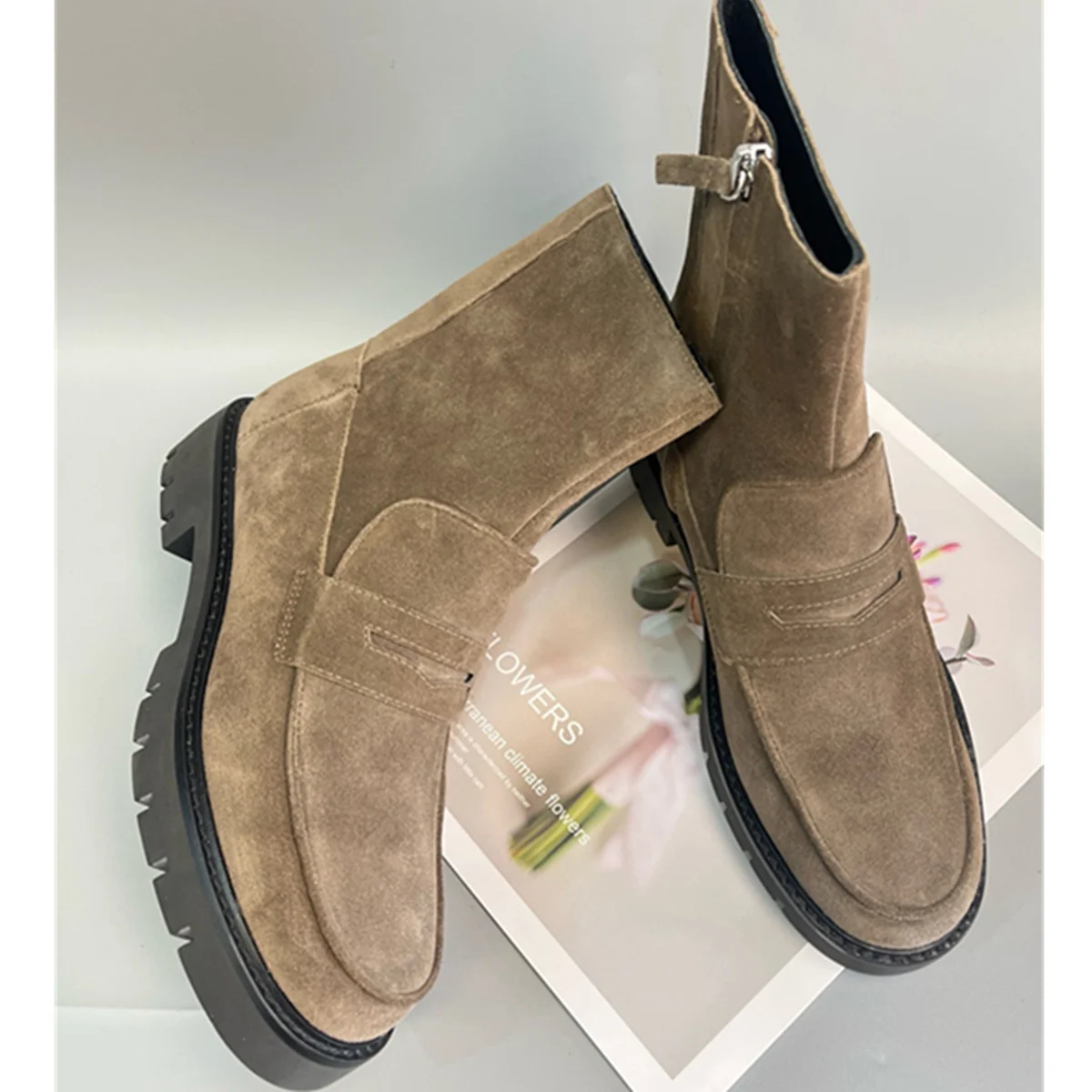 

Jenny & Dave/2026, новые модные ботинки, женские ботинки, женская обувь, минималистичные удобные ботинки из воловьей кожи и замши в стиле ретро с квадратным носком