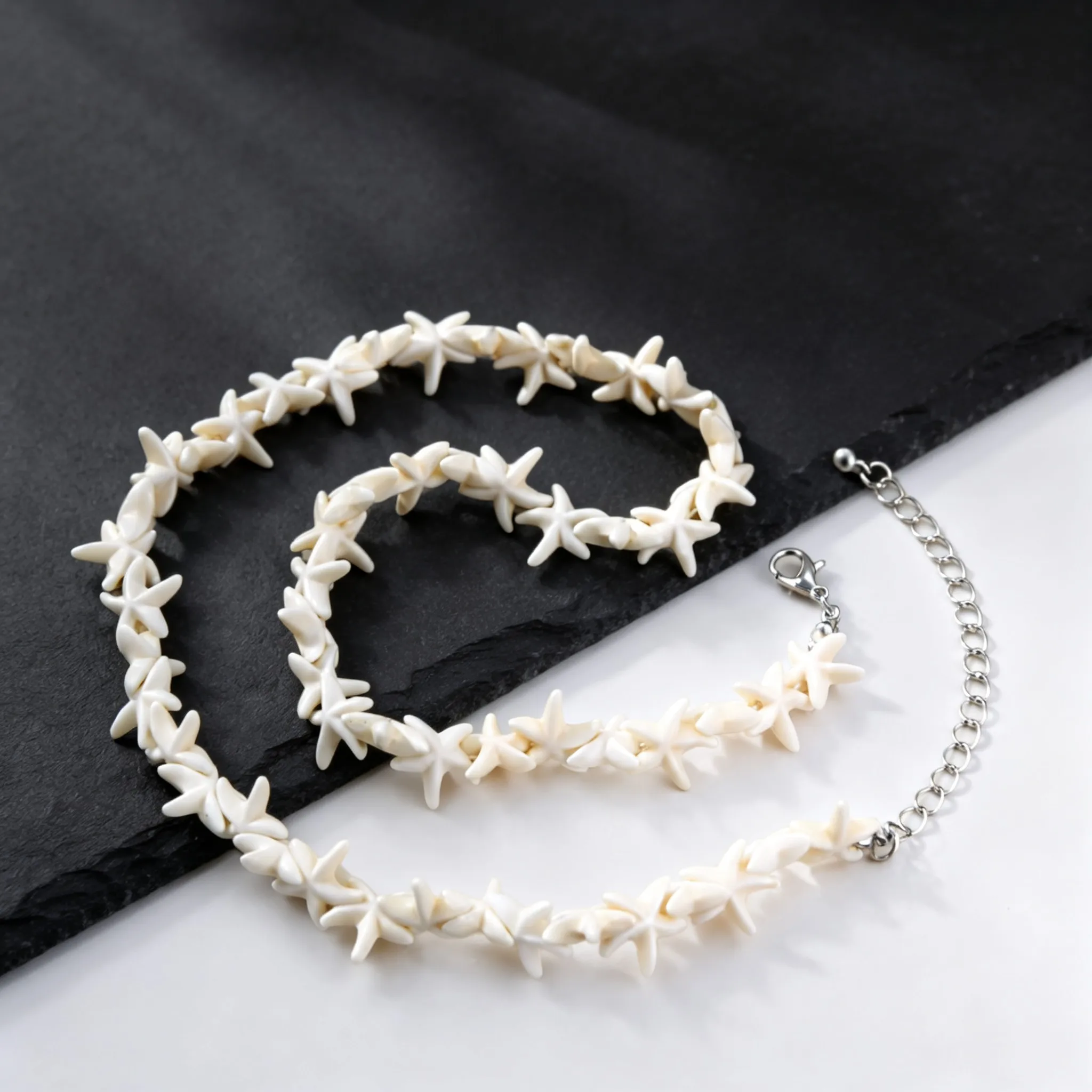 Böhmische Muschel-Seestern-Halskette für Männer, Handgefertigte Seestern-förmige Choker, Sommer-Strand-Party-Schmuck – Detail 4