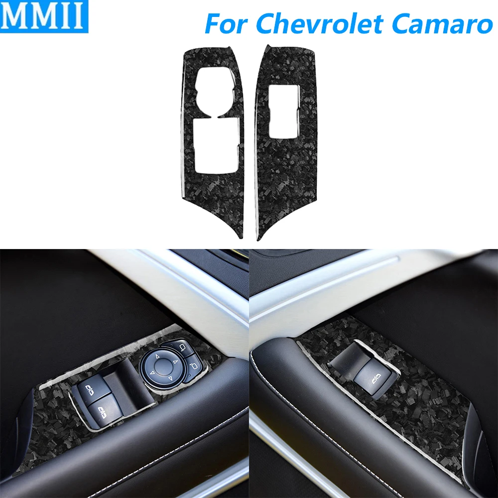 Für Chevrolet Camaro 2016-2025 Geschmiedete Carbon-Faser Fensterheber-Schalter Bedienfeld-Abdeckung Auto-Zubehör Dekorations-Aufkleber
