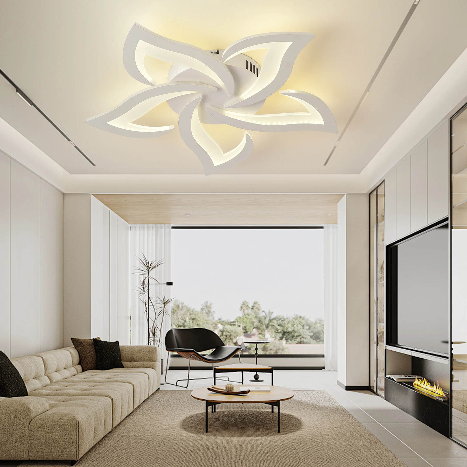LED Ceiling Light Modern Black/White Acrylic Decor Lamp Bedroom Living Room Study Indoor Home Creativity Decorative
