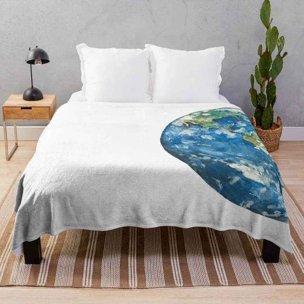 Earth Planet, watercolor cosmos outer space Throw Blanket Stuffeds Decorative Sofas Blankets