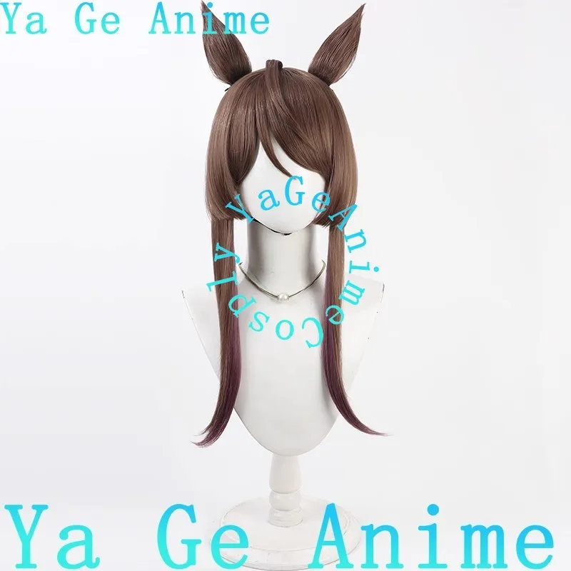 يا جي أنيمي تأثيري WigUma Musume سوبر كريك شعر مستعار تأثيري آذان ذيل سباق الخيل فتاة لعبة عرض الواقع شعر مستعار شخصية